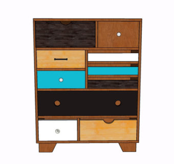 现代实木斗柜su模型