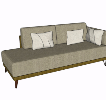 现代布艺多人沙发su模型