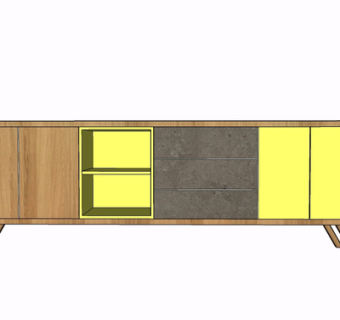 北欧实木电视柜su模型