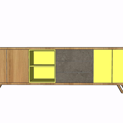 北欧实木电视柜su模型
