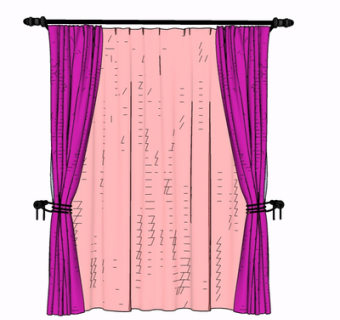 现代布艺窗帘su模型