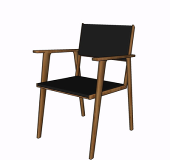 现代实木单椅su模型