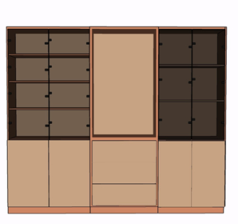 现代实木装饰柜su模型