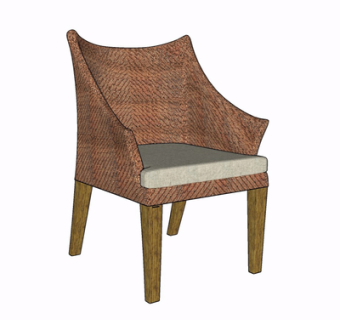 现代布艺单椅su模型