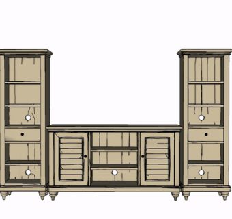 现代实木电视柜su模型