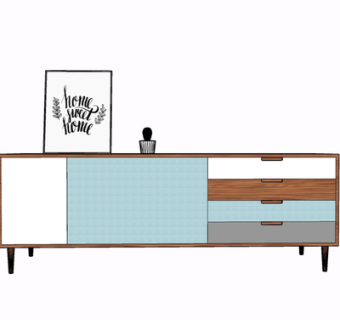 现代实木边柜su模型