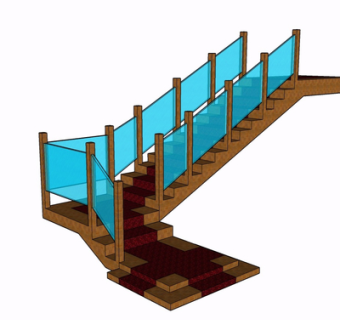 现代实木楼梯su模型