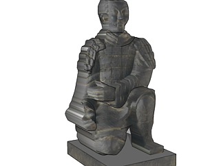 中式兵马俑雕塑su模型