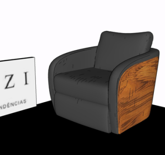 现代布艺单人沙发su模型