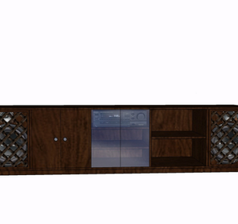 现代实木电视柜su模型