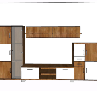 现代实木电视柜su模型