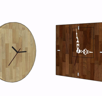 现代实木挂钟su模型
