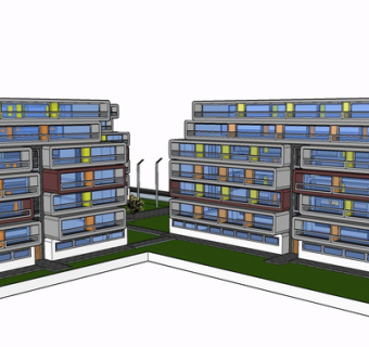 现代公寓楼su模型