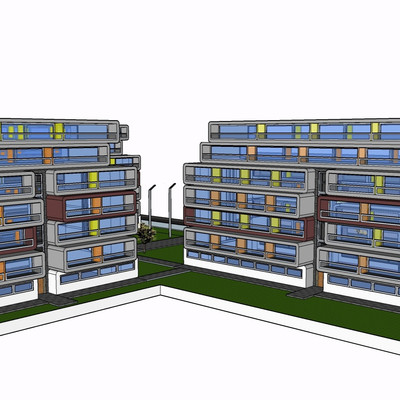 现代公寓楼su模型