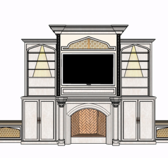 简欧实木电视柜su模型