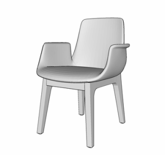 现代实木单椅su模型