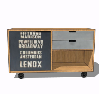 现代实木边柜su模型