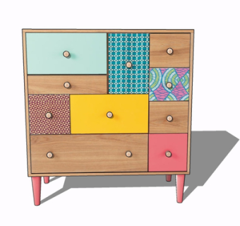 北欧实木边柜su模型