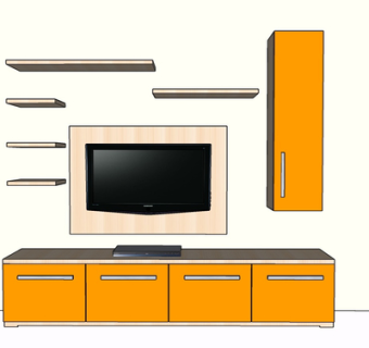 现代实木电视柜su模型