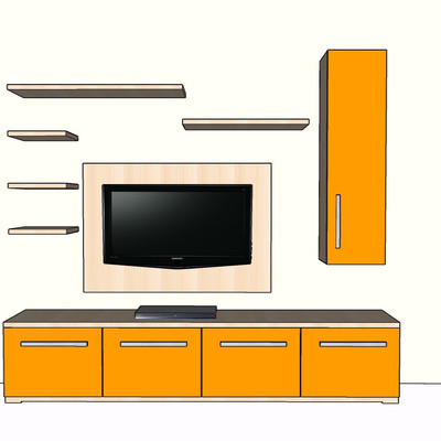 现代实木电视柜su模型