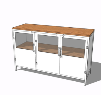 现代实木边柜su模型