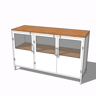 现代实木边柜su模型