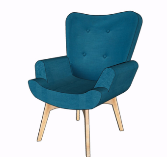 北欧布艺单人沙发su模型