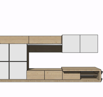 现代实木电视柜su模型