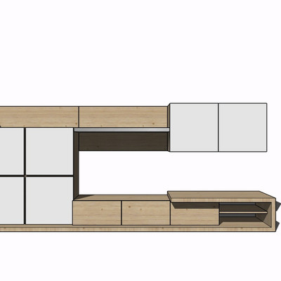 现代实木电视柜su模型