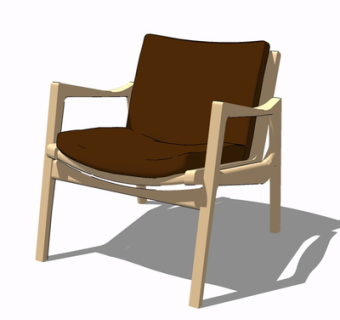 现代实木单椅su模型