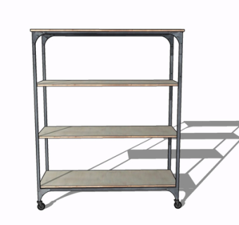 现代实木装饰架su模型