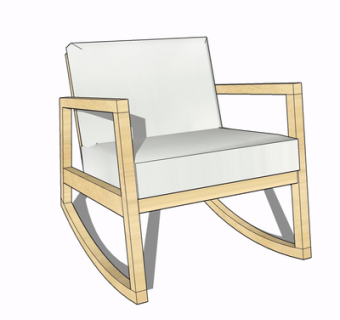 现代实木单椅su模型