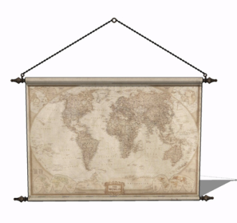 现代世界地图挂件su模型