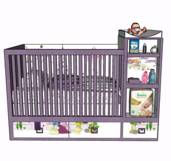 现代实木儿童床su模型