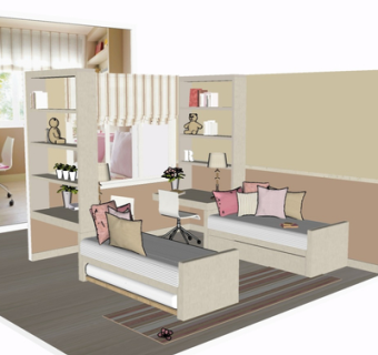 现代布艺多人沙发su模型