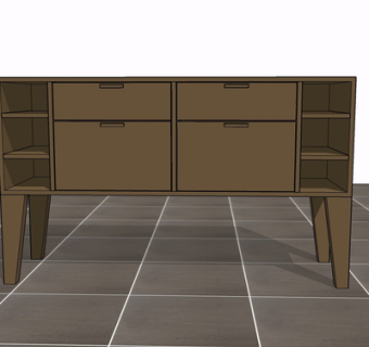 现代实木边柜su模型