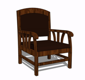 现代实木单椅su模型