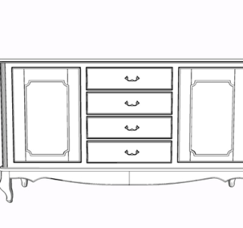 现代实木边柜su模型