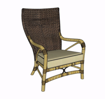 现代实木单椅su模型