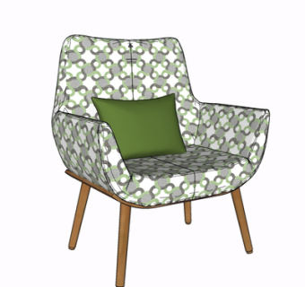 北欧布艺单椅su模型