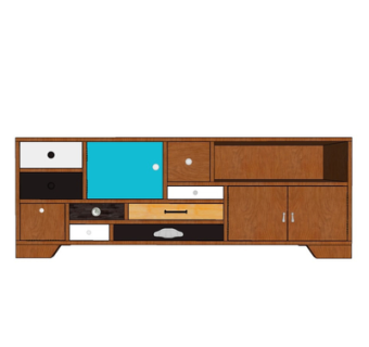 现代实木电视柜su模型