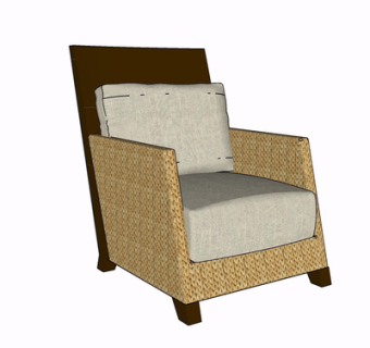 现代布艺单人沙发su模型