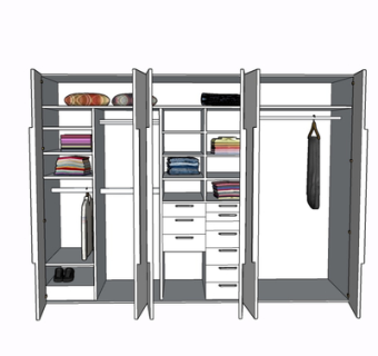 现代实木衣柜su模型