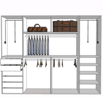现代实木衣柜su模型
