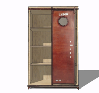 现代实木衣柜su模型