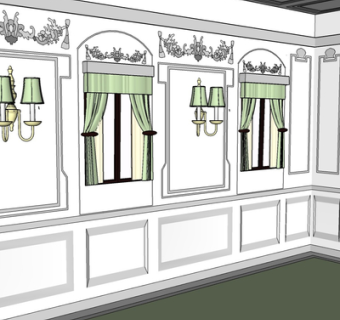 欧式金属壁灯su模型