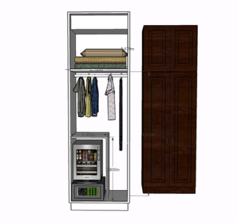 现代实木衣柜su模型