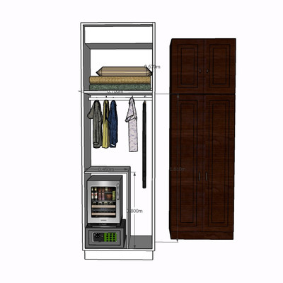 现代实木衣柜su模型