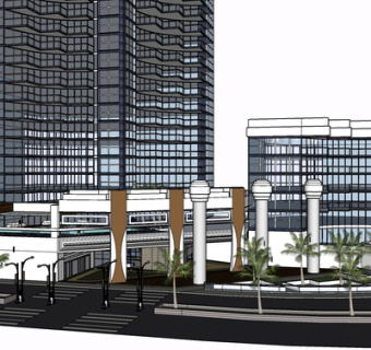 现代商业街su模型