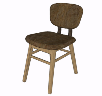 现代实木单椅su模型